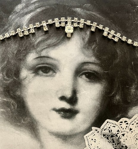 1950s silver clear rhinestone - clear,